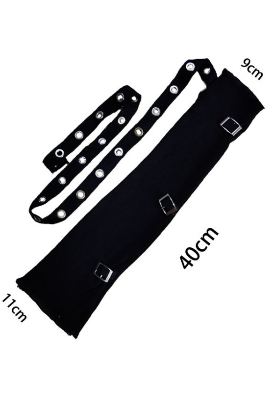 Eyelet Buckle Strap Fingerless Gloves