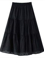 Slouchy Vintage Patchwork Floral Ruffle A-Line Maxi Skirt