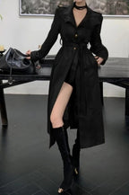 Gothic Punk Black Leather Biker Coat