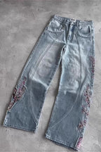 Y2K Cherry Blossom Embroidery Wide Leg Pants