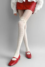 Lace Cuff Openwork Long Socks