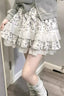 Y2K Dark Print Lace Ruffle Mini Skirt