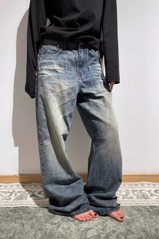 Embroidered Slouchy Straight Denim Trousers Secondary image