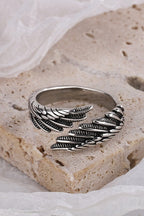 Retro Distressed Feather Wing Ring