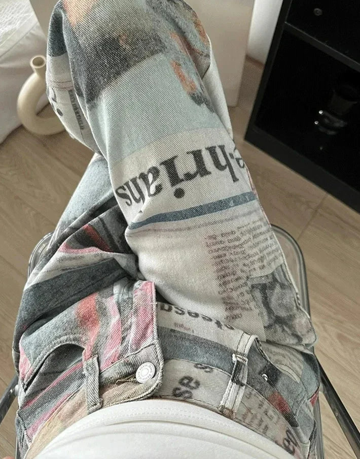 Newspaper Gothic Grunge Baggy Pant Main image