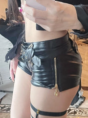 Edgy Y2K Low-Rise Booty PU Leather Shorts