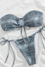 Imitation Denim Pattern One-Piece Swimwear