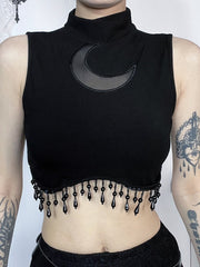 Moon Chain High Neck Crop Top