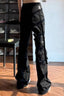 Strap Buckle Flared Cargo Jeans