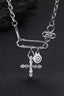 Hip Hop Pin Cross Flower Necklace