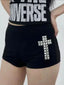 Sexy Rhinestone Print Gothic Elastic Shorts