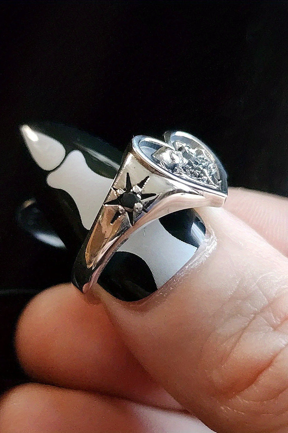 Gothic 3D Couple Skull Heart Ring
