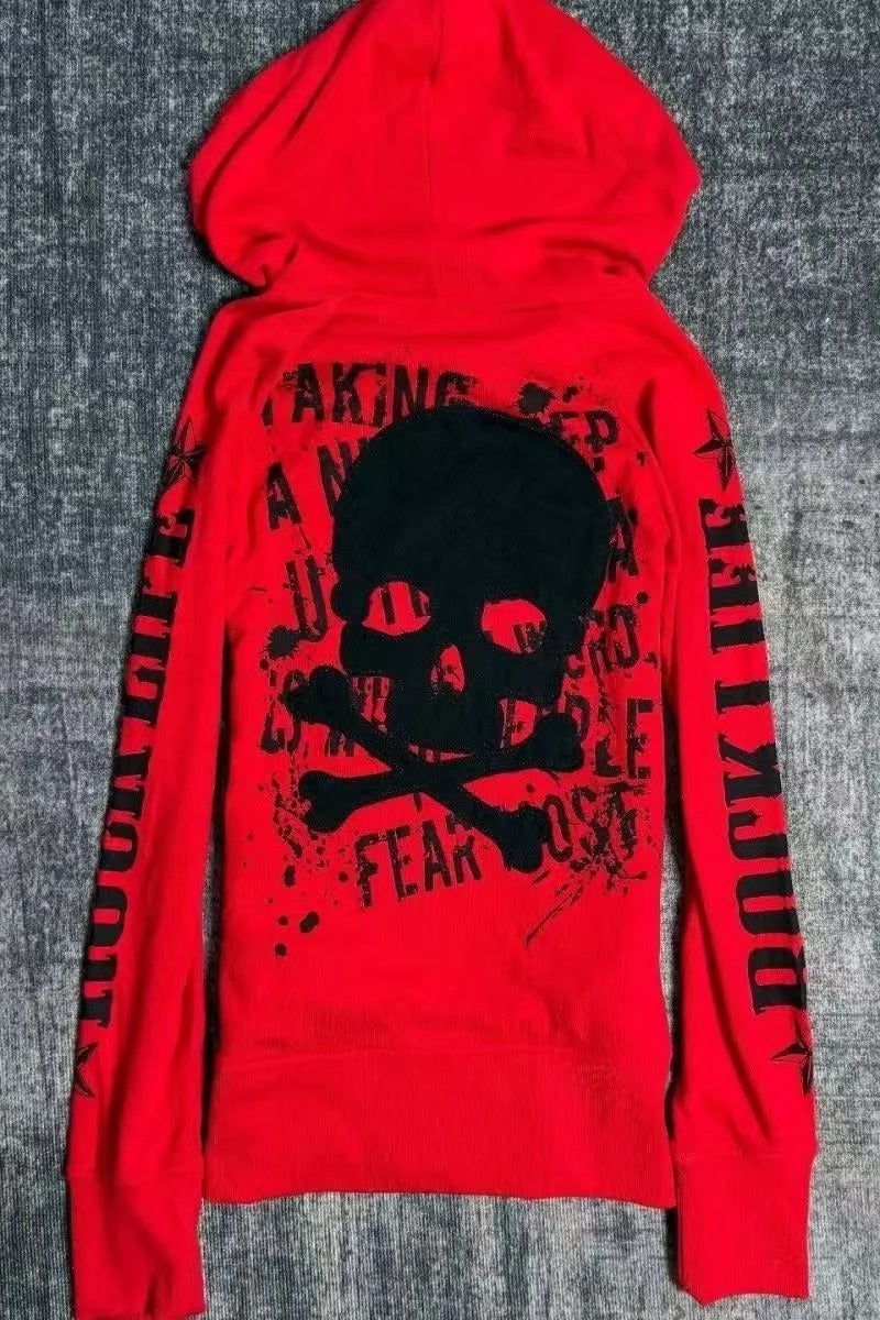Punk Rock Skeleton Letter Hoodie Secondary image
