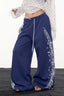Side Stripe Drawstring Wide Pants