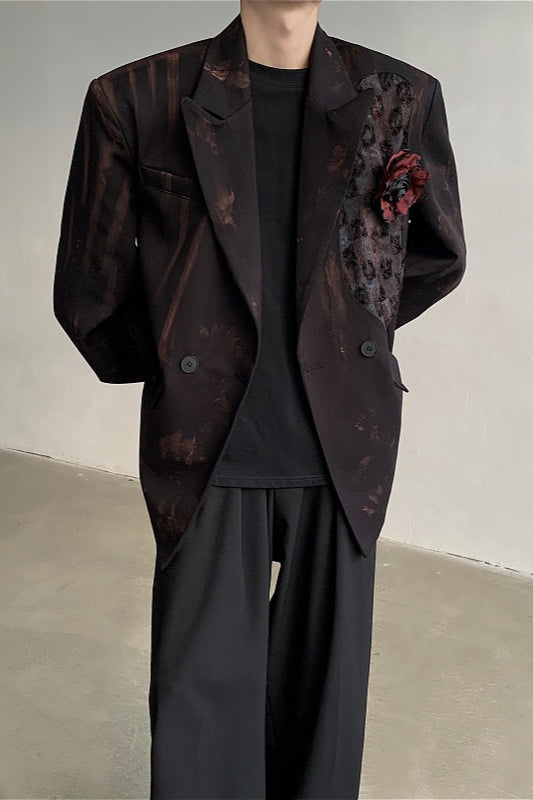 Dark Destroyed Vintage Distressed Blazer Coat
