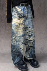 Vintage Irregular Graffiti Straight Pants