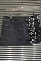 Black Buckle Faux Leather Mini Skirt