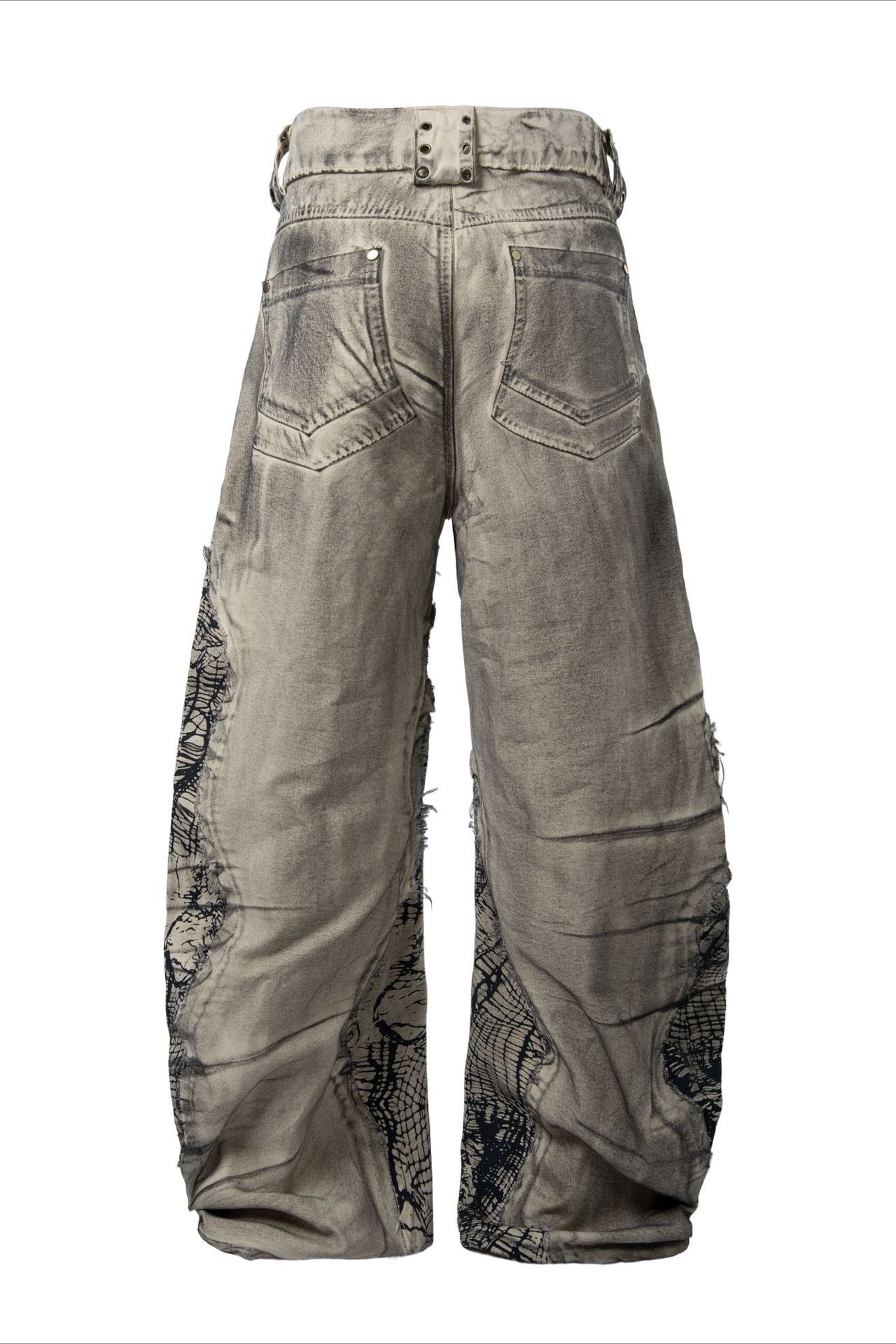 Applique Panel Barrel Jeans