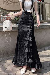 Black Gothic Printed Corset Mermaid Skirt