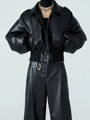 Short Thick PU Leather Jacket