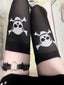 Gothic Punk Skull Print Elastic Knee High Socks