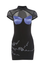 Blue Bust Contrast Mesh Mini Dress