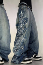 Y2K Street Loose Embroidered & Print Pants