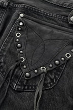 Cross Graphic Washed Wide Leg Jeans