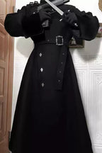 Winter Gothic Tied-Waist Slim-Fit Long Wool Coat
