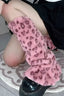 Goth Y2K Pink Leopard Print Ruffled Socks