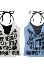 Color Block Printed Layered Slim Halter Top