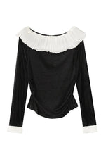 Elegant Ruffle Velvet Blouse