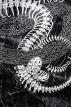 Dragon Skeleton Embroidered Washed Wide Leg Jeans