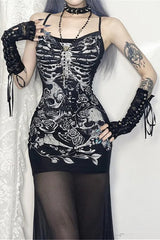 Goth Dark Cyber Y2K Spaghetti Strap Maxi Dress