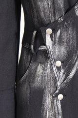 Hand-painted Silver Metal Brush Trench Coat