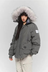 Single-Breasted Casual Hooded Parka Coat