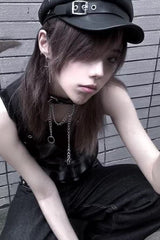 Y2K Subculture Slim American Street Sleeveless Tank Top