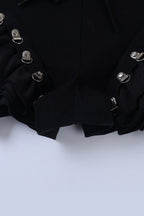 Black Lace-Up Ruffle Skort