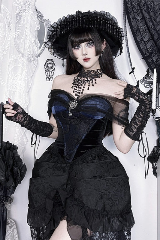 Dark Gothic Off-Shoulder Mesh Corset Secondary image