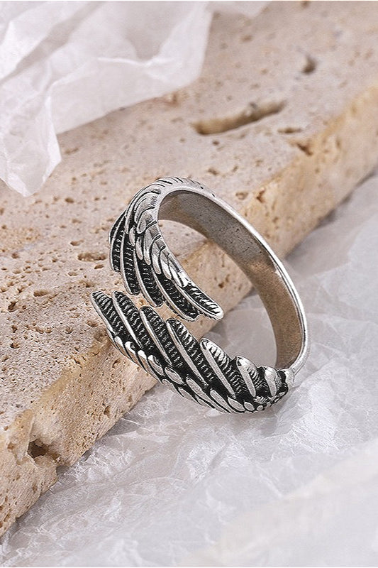 Retro Distressed Feather Wing Ring