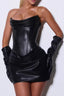 Glossy Strapless Draped Corset Mini Dress