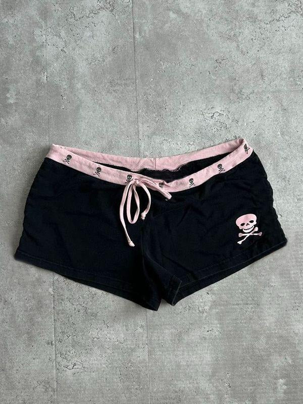 Edgy Skull Drawstring Gothic Shorts Main image