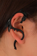 Winged Dragon Curved Cuff Earrings