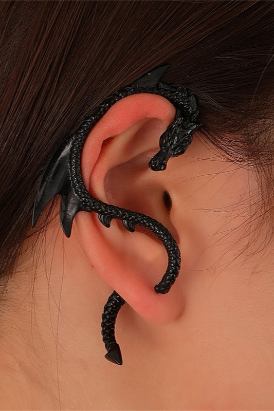 Winged Dragon Curved Cuff Earrings