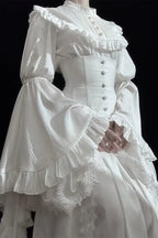 Gothic Light Lolita Long Flying Sleeve Vintage Blouse & Skirt Two Piece Set
