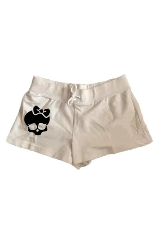 Edgy Punk Skull Print Gothic Shorts Secondary image