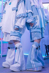 Cyber Y2K Tie Strap Slouchy Mid-Calf Socks