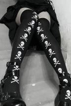 Alternative Gothic Bat Skull Thigh High Tights