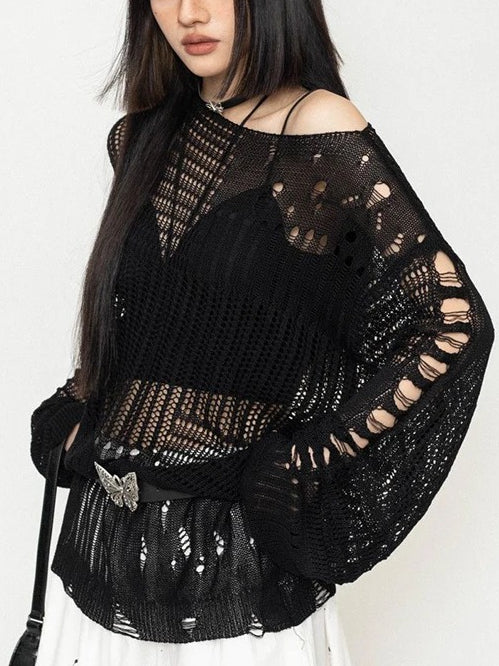 Asymmetric Neckline Mesh Top Main image