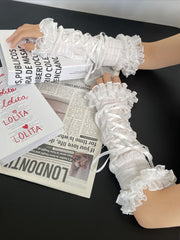 Stylish Lolita Lace Mesh Ruffle Gloves